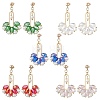 Fan Glass Dangle Stud Earrings EJEW-MZ00674-2