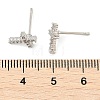 Brass Micro Pave Clear Cubic Zirconia Stud Earrings EJEW-R016-26P-18-5