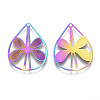Ion Plating(IP) 304 Stainless Steel Filigree Pendants X-STAS-T057-07-2