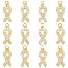 12Pcs Brass Micro Pave Clear Cubic Zirconia Pendants ZIRC-BC0001-29-1