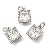 Brass Micro Pave Clear Cubic Zirconia and Glass Pendants KK-N289-04P-1