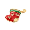 Christmas Theme Rack Plating Brass Cubic Zirconia Pendants KK-K385-119G-04-2