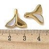 Fishtail Shape 304 Stainless Steel Natural Paua Shell/White Shell Charms STAS-U037-07G-02-3