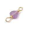 Natural Mixed Gemstone Heart Links Connector Charms PALLOY-JF05035-5