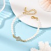 Alloy Crystal Rhinestone Religion Cross Link Natural Freshwater Pearl Potato Beaded Bracelets for Women BJEW-JB14369-1