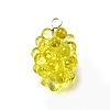 Grape Brass Acrylic Pendants OACR-R006-05G-05-1