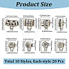 200Pcs 10 Styles Tibetan Style Alloy Tube Bails TIBE-PA0001-20-2