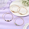 Faceted Horse Eye Natural Mixed Stone Herringbone Wire-Wrapped Brass Open Cuff Bangles with Natural Pearl for Women BJEW-JB14303-1