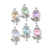 UV Plating Alloy Glass Pendants FIND-K032-08P-1