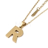 Ion Plating(IP) Initial Letter 304 Stainless Steel Pendant Necklaces NJEW-M199-01G-R-1