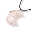 Natural Rose Quartz Crescent Moon Pendant Necklace NJEW-TA00032-04-4