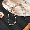 Alloy Star & Shell Pearl Beaded Necklace for Women NJEW-TA00130-3