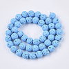 Spray Painted Natural Lava Rock Beads Strands G-N0324-B-04-2