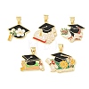 Graduation Season Brass Enamel Pendants KK-CBAF2EC-03G-C-1