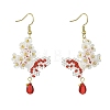 Handmade Glass Seed Beads Flower Dangle Earrings EJEW-MZ00362-02-2