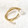 304 Stainless Steel with Imitation Pearl Cuff Open Rings for Women RJEW-Z144-01G-02-2