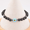 Natural Lava Rock Round Beads Stretch Bracelets for Men DE0249-3