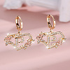 Heart Brass Micro Pave Clear Cubic Zirconia Hoop Earrings FS-WGD5D87-16-1