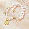 Ocean Brass Conch Shell Dolphin Turtle Pendant White ABS Plastic Imitation Keshi Pearl Beaded Necklaces KK-CBA4547-02G-1