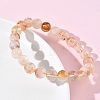 Natural Citrine Round Beads Stretch Bracelets for Women BJEW-Z158-03C-03-3