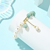 Round Natural Amazonite & Cultured Freshwater Pearl Beaded Charm Bracelets BJEW-JB14061-01-2