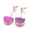 Natural Druzy Quartz Dangle Stud Earrings EJEW-F171-02E-2