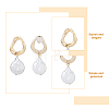 FIBLOOM 1 Pair Shell Pearl Dangle Stud Earrings EJEW-FI0002-18-3