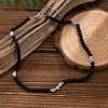 6MM Round Natural Howlite and Frosted Black Stone Beaded Necklaces for Men FQ0489-3-1