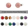 15 Pairs 15 Style Natural & Synthetic Mixed Gemstone Round Stud Earrings EJEW-AN0003-28-3