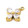 304 Stainless Steel Micro Pave Cubic Zirconia Pendants X-STAS-U042-06G-05-2