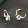 Brass Pave Clear Cubic Zirconia Hoop Earrings WGEEE3C-01-2
