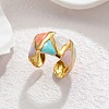 304 Stainless Steel Enamel Wide Cuff Open Rings for Women SA-K003-03F-G-1