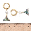 Paua Shell & 202 Stainless Steel Huggie Hoop Earrings EJEW-JE06964-01-3