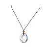 Acrylic Oval Pendant Black Waxed Polyester Cord Long Necklaces NJEW-JN05678-1