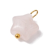 Natural Rose Quartz Star Charms with Brass Loops PALLOY-JF02733-01-3