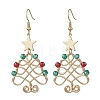 Brass Glass Dangle Earrings EJEW-TA00735-2