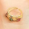 Brass Micro Pave Cubic Zirconia Cuff Rings for Women RJEW-Z113-47G-4