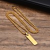 Blank Rectangle Stainless Steel Pendant Box Chain Necklaces for Men FS-WG55909-02-1