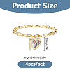 4Pcs Brass Locket Heart Charm Bracelets BJEW-HS00015-2