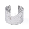 Non-Tarnish 304 Stainless Steel Textured Wide Open Cuff Bangles for Women BJEW-S155-05P-2