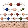 Handmade Brass & Glass Beaded Link Chains CHC-Q021-01G-3