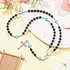 Synthetic Turquoise & Wood Rosary Bead Necklace NJEW-JN04431-6