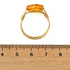 Copper Wired Natural Amber Finger Rings for Women RJEW-JR01053-6