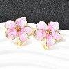 Brass Enamel Flower Stud Earrings EJEW-P322-03G-2