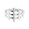 304 Stainless Steel Hollow Out Rectangle Adjustable Ring for Women RJEW-I097-04P-2