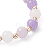 Natural Aquamarine & Rose Quartz & Amethyst Beaded Stretch Bracelets for Women BJEW-JB12945-4