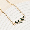 304 Stainless Steel Rhinestone Leaf Link Bracelets SA-CBA5F76-03G-03-3