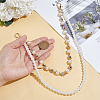 1Pc Imitation Pearl White Round Beaded and Alloy Colorful Rhinestone Flower Link Chain Belts for Pants HJEW-ME0001-23-3
