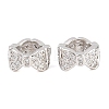 Bowknot Brass Clear Cubic Zirconia European Beads KK-B186-07P-1