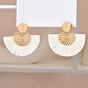 Flat Round with Fan Bohemian Style Iron Tassel Stud Earrings FS-WGA1D99-02-1